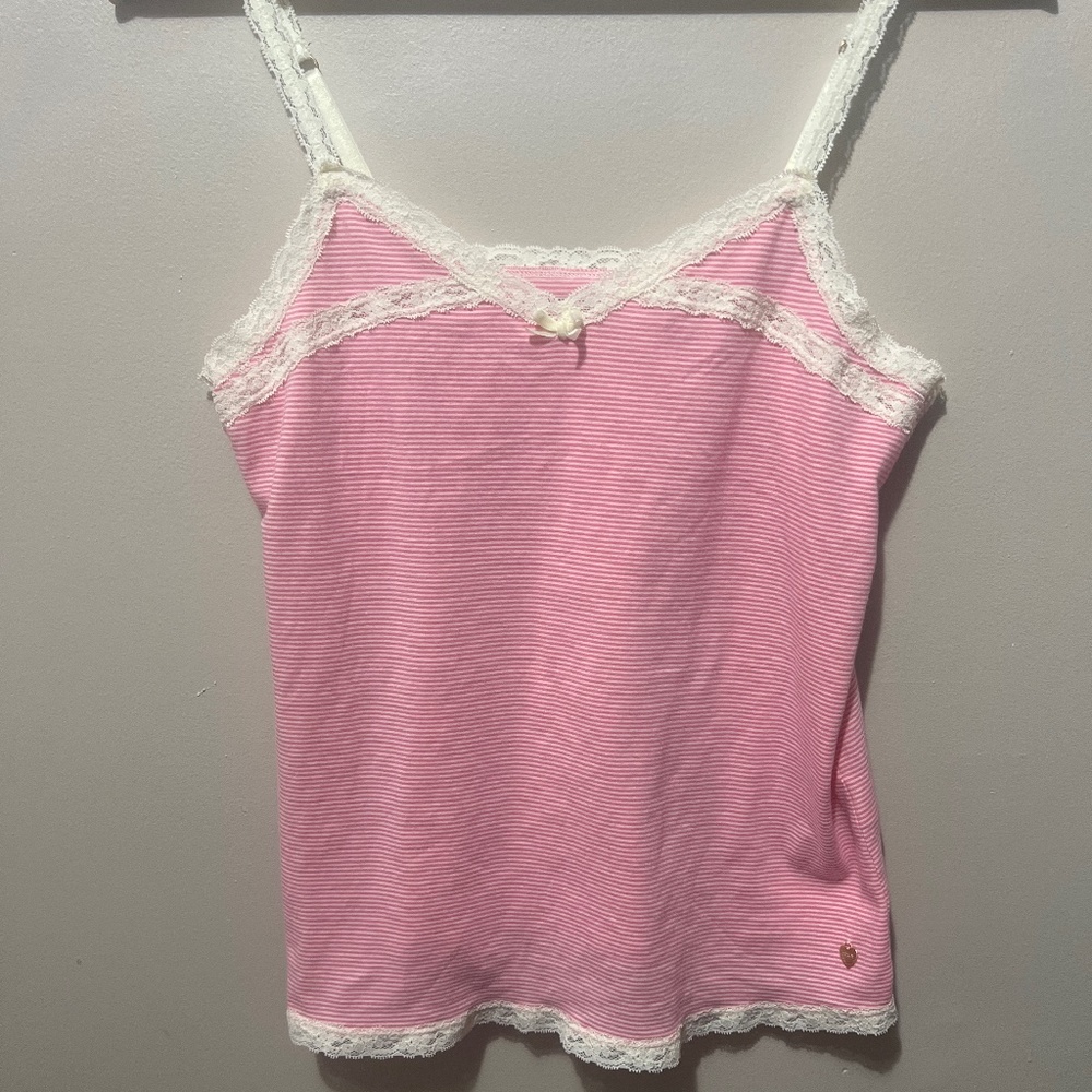 Juicy Couture Vintage Y2K tank top women’s size M, lace trimming, soft, stretchy